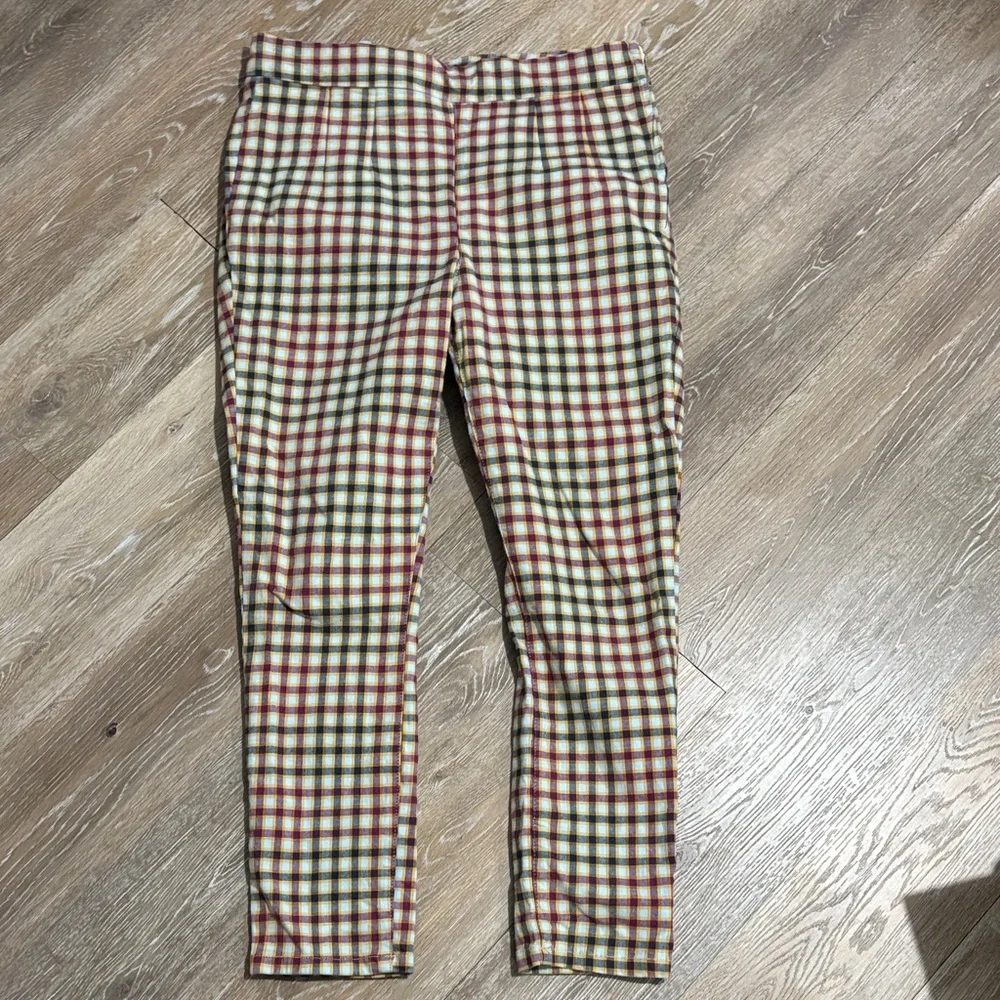Free People Checked pants in Yellow, Light Blue & Burgundy